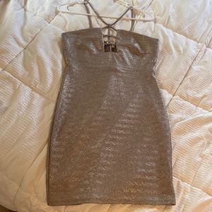 Metallic Gold cut out mini dress